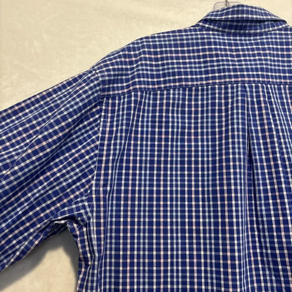 Vineyard Vines Men's Plaid Whale Shirt Button Down Pink Blue Size Large Preppy